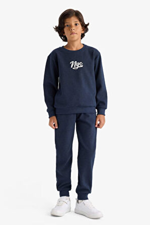 Erkek Çocuk 2'li Takım Baskılı Sweatshirt Eşofman Altı 