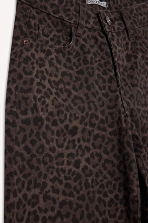 Kız Çocuk Flare Fit Leopar Desenli İspanyol Paça Pantolon 