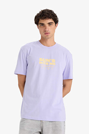 Regular Fit Bisiklet Yaka Baskılı Kısa Kollu Tişört