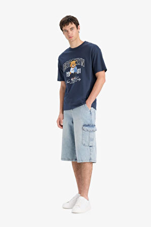 DeFacto %100 Pamuk Beli Lastikli Rahat Jean Uzun Bermuda Şort F5776AX25SMNM39