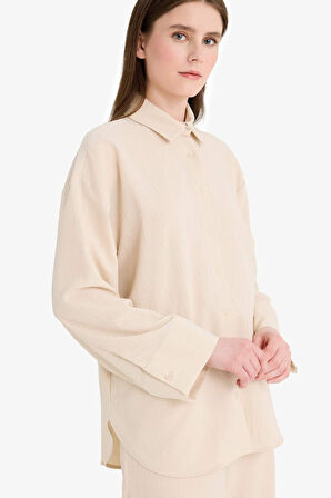 DeFacto Relax Fit 2'li Takım Gofre Dokulu Uzun Kollu Gömlek Pantolon F4094AX25SMBG74
