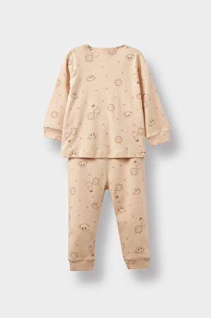 Erkek Bebek Pijama Takımı Desenli Penye Uzun Kollu Üst Uzun Alt