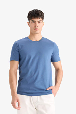 DeFacto Slim Fit Dar Kesim Bisiklet Yaka Esnek Kumaş Kısa Kollu Tişört E2635AX25SMIN233