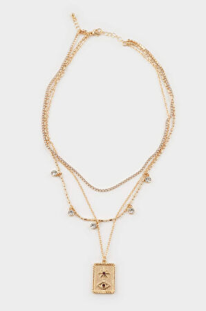 Kadın Madalyon Gold Kolye