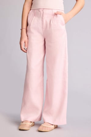 DeFacto %100 Keten Wıde Leg Geniş Paça Pembe Pantolon Kız Çocuk G8373A826SMPN440
