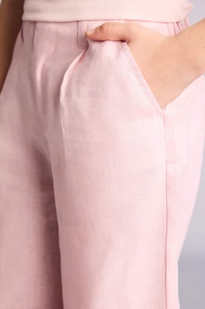 DeFacto %100 Keten Wıde Leg Geniş Paça Pembe Pantolon Kız Çocuk G8373A826SMPN440