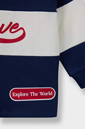 Erkek Bebek Gömlek Yaka Baskılı Sweatshirt