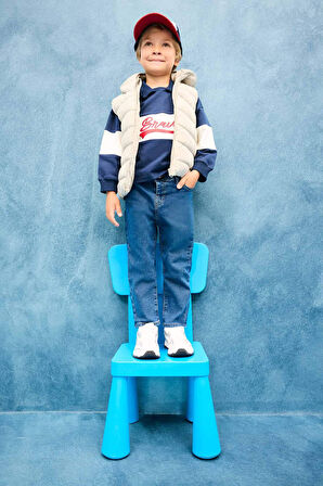 Erkek Bebek Gömlek Yaka Baskılı Sweatshirt