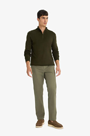 Regular Fit Düz Paça Chino Kanvas Pantolon