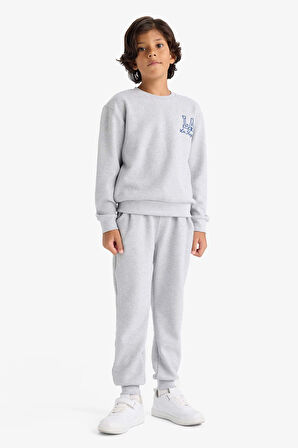 Erkek Çocuk 2'li Takım Baskılı Sweatshirt Eşofman Altı