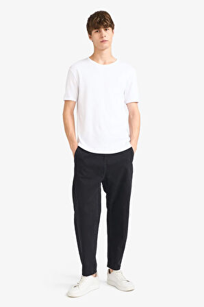 Slim Fit Dar Kesim Bisiklet Yaka Ribana Kısa Kollu Tişört