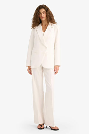 Fitted Ceket Yaka Tafta Krep Blazer Ceket