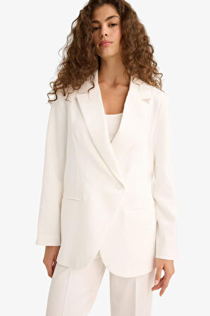 Fitted Ceket Yaka Tafta Krep Blazer Ceket