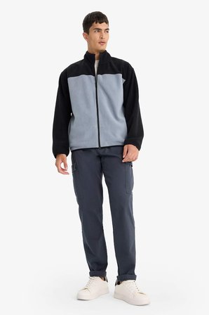 DeFacto Relax Fit Yarım Balıkçı Yaka Fermuarlı Polar Hırka F0449AX25AUBK81