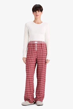 Regular Fit Uzun Kareli Pijama Altı-Fall in Love