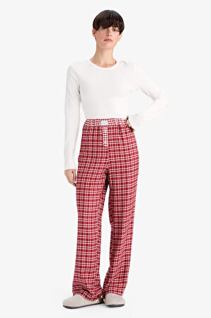 Regular Fit Uzun Kareli Pijama Altı-Fall in Love