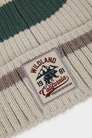 Erkek Etiket Baskılı Triko Bere