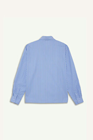 Boxy Fit Baskılı Dokuma Uzun Kollu Gömlek