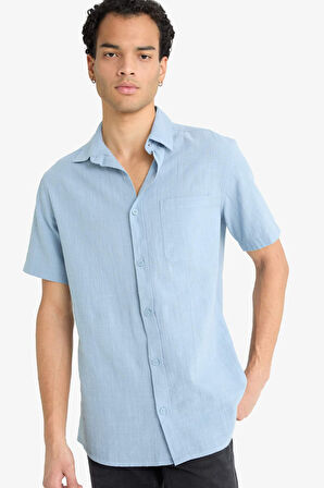 Slim Fit Dar Kesim Polo Yaka Kısa Kollu Gömlek