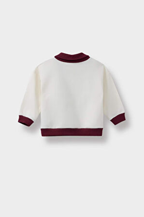 Erkek Bebek Regular Fit Gömlek Yaka Slogan Baskılı Sweatshirt Kumaşı Sweatshirt