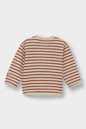 Erkek Bebek Bisiklet Yaka Çizgili Sweatshirt