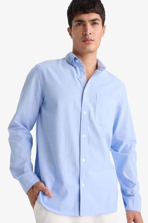 DeFacto %100 Pamuk Regular Fit Polo Yaka Oxford Basic Uzun Kollu Gömlek A8028AX26SPBE302