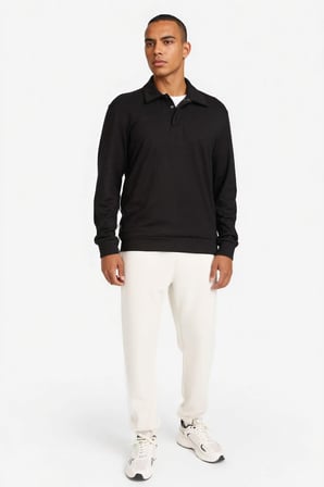 DeFacto Standart Fit Polo Yaka Modal Sporcu Sweatshirt G3596AX25WNBK81