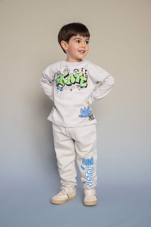 %100 Pamuk Baggy Fıt Baskılı Pantolon Erkek Bebek