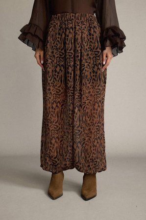 DeFacto Relax Fit Normal Bel Leopar Desenli Şifon Pantolon G5653AX25WNBN306