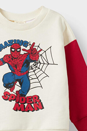 Erkek Bebek Marvel Comics Bisiklet Yaka İçi Yumuşak Tüylü Sweatshirt