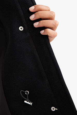 Regular Fit Fermuarlı Kaşe Mont