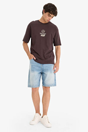 %100 Pamuk Straight Fit Jean Bermuda Şort