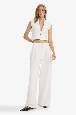 Cropped Fit Ceket Yaka Yelek