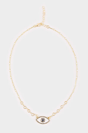 Kadın Çelik Taşlı Göz Detaylı Kolye