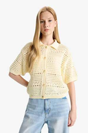 Slim Fit Dar Kesim Polo Yaka Hırka