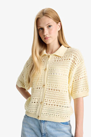 Slim Fit Dar Kesim Polo Yaka Hırka