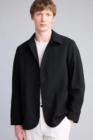 DeFacto Regular Fıt Polo Yaka Yarım Astar Blazer Ceket G7591AX26SMBK27