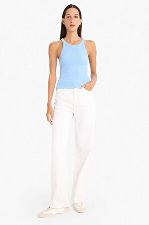 Slim Fit Dar Kesim Halter Yaka Fitilli Kaşkorse Atlet