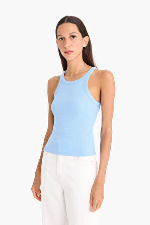 Slim Fit Dar Kesim Halter Yaka Fitilli Kaşkorse Atlet