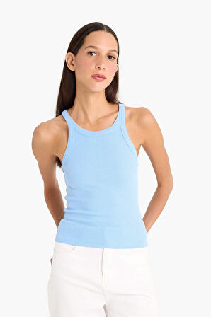 Slim Fit Dar Kesim Halter Yaka Fitilli Kaşkorse Atlet