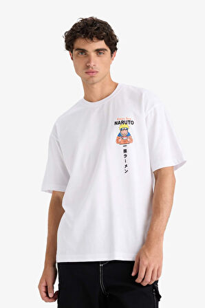 Naruto Boxy Fit Bisiklet Yaka Sırt Baskılı Kısa Kollu Tişört