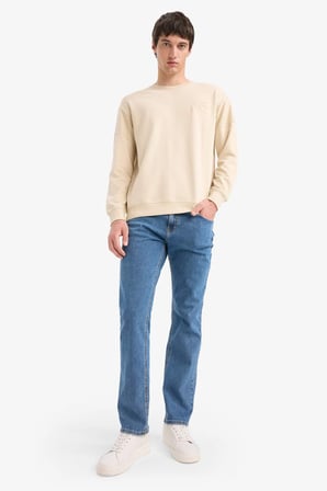 DeFacto Boxy Fit Rahat Kesim Bisiklet Yaka Düğmeli Sweatshirt F0118AX25AUBG359