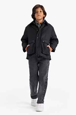 Erkek Çocuk Polo Yaka Çıtçıt Kapamalı Mont