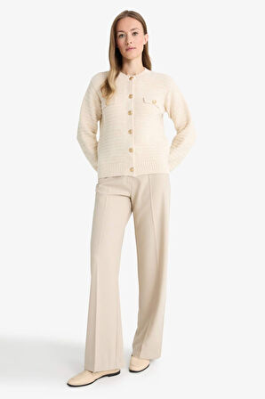 Regular Fit Bisiklet Yaka Triko Hırka