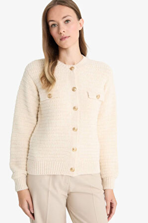 Regular Fit Bisiklet Yaka Triko Hırka