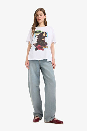 Coool Billie Eilish  Oversize Geniş Kalıp Baskılı Kısa Kollu Tişört