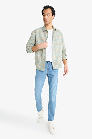 Boxy Fit Gömlek Yaka Flanel Uzun Kollu Gömlek