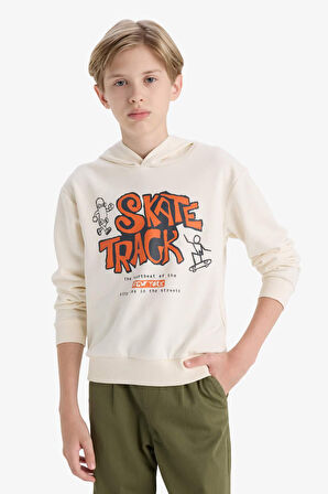 Erkek Çocuk Kapüşonlu Baskılı Sweatshirt