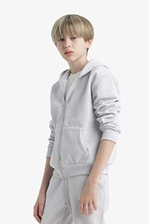 Erkek Çocuk Kapüşonlu Fermuarlı Sweatshirt