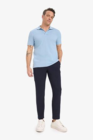 DeFacto %100 Pamuk Slim Fit Dar Kesim Polo Yaka Kısa Kollu Pamuklu Nakışlı Pike Tişört E2633AX25SMBE493